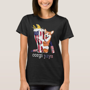Corgi Yaya Amerikanische Flagge Bier  Für Yaya T-Shirt