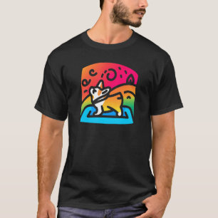 Corgi-Yoga-Haltung Friedliches Zeichen 80er Retro T-Shirt