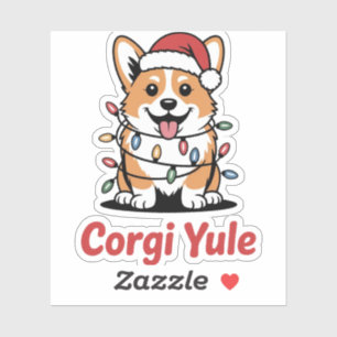 Corgi Yule Lustiges Weihnachten Kawaii Corgi Hunde Aufkleber