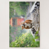 Corgi zu Fuß auf Zugschienen Puzzle (Vertikal)