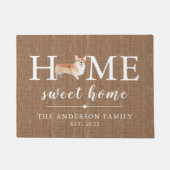 Corgi Zuhause Sweet Zuhause Personalisiert Doormat Fußmatte (Vorderseite)
