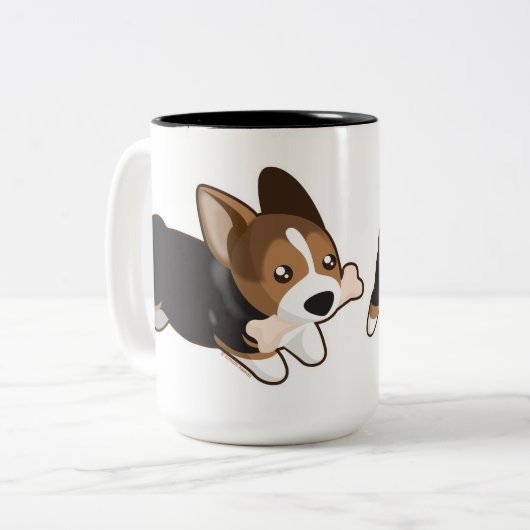 Corgi Zweifarbige Tasse (Vorderseite Links)