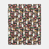 Corgiblumendecke - Schwarzes Fleecedecke (Vorderseite)