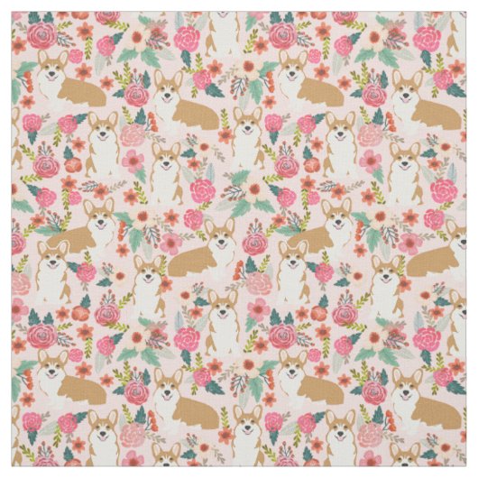 Corgiblumengewebe - Rosa Stoff (Muster)