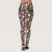 CorgiblumenLeggings - Schwarzes Leggings (Rückseite)