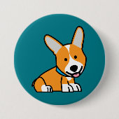 CorgiCorgis verfolgen Welpenhündchen glücklichen Button (Vorderseite)