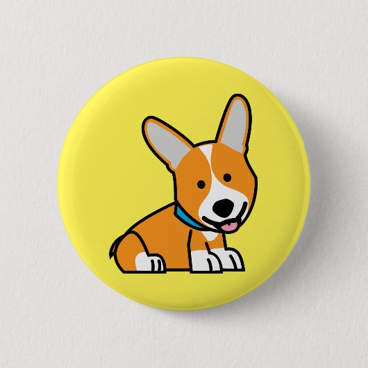 CorgiCorgis verfolgen Welpenhündchen glücklichen Button (Vorderseite)