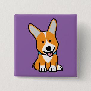 CorgiCorgis verfolgen Welpenhündchen glücklichen Button