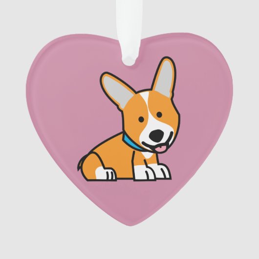 CorgiCorgis verfolgen Welpenhündchen glücklichen Ornament (Vorderseite)