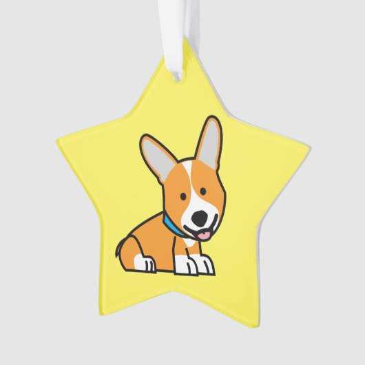 CorgiCorgis verfolgen Welpenhündchen glücklichen Ornament (Vorderseite)