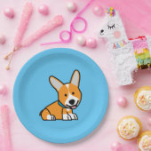 CorgiCorgis verfolgen Welpenhündchen glücklichen Pappteller (Party)