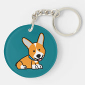 CorgiCorgis verfolgen Welpenhündchen glücklichen Schlüsselanhänger (Rückseite)