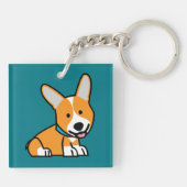 CorgiCorgis verfolgen Welpenhündchen glücklichen Schlüsselanhänger (Rückseite)
