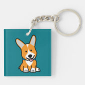 CorgiCorgis verfolgen Welpenhündchen glücklichen Schlüsselanhänger (Rückseite)