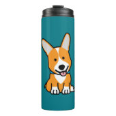 CorgiCorgis verfolgen Welpenhündchen glücklichen Thermosbecher (Vorderseite)