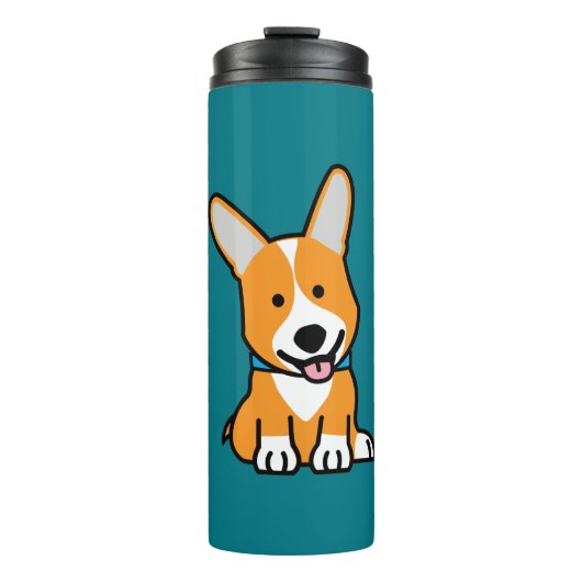 CorgiCorgis verfolgen Welpenhündchen glücklichen Thermosbecher (Vorderseite)