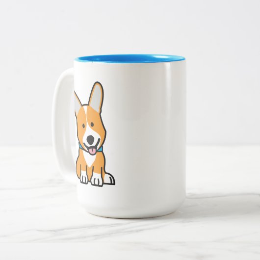 CorgiCorgis verfolgen Welpenhündchen glücklichen Zweifarbige Tasse (Vorderseite Links)