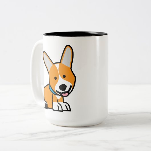 CorgiCorgis verfolgen Welpenhündchen glücklichen Zweifarbige Tasse (Vorderseite Links)
