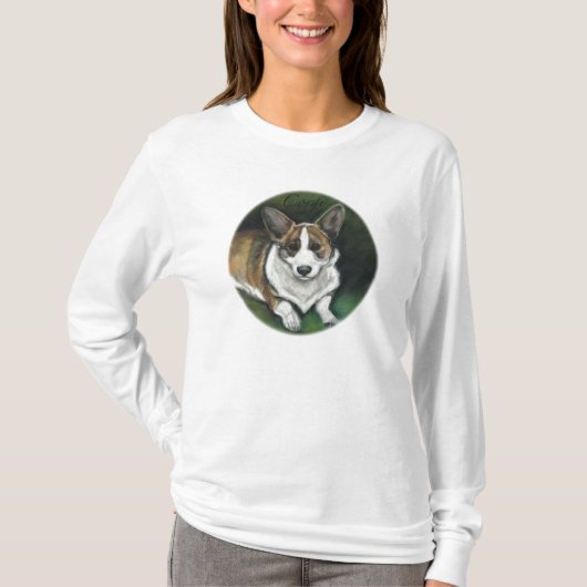 "Corgie" Hundekunst-Wiedergabe-Damen-Shirt T-Shirt (Vorderseite)