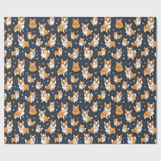 Corgie im Kawaii-Stil Geschenkpapier (Flach)