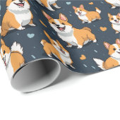 Corgie im Kawaii-Stil Geschenkpapier (Rolleneckpunkt)
