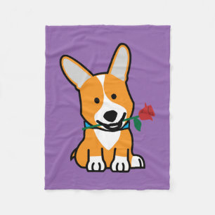 Corgihundewelpe Pembroke-Waliservalentine-Rose Fleecedecke