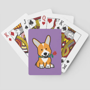 Corgihundewelpe Pembroke-Waliservalentine-Rose Spielkarten