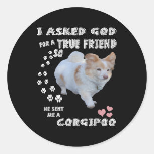 Corgipoo Lover, Cockerpoo Mama, Corgi Poodle Vater Runder Aufkleber