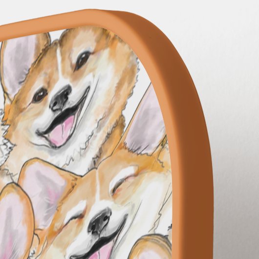Corgis auf einem Pickleball Paddle (Linke Seite)