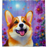 Corgis Blumenwelt Duschvorhang (Vorderseite)