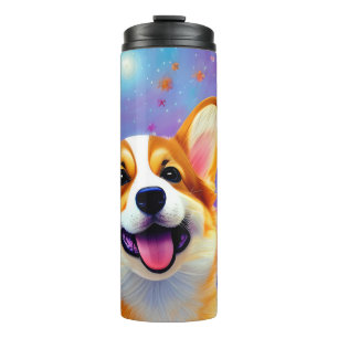 Corgis Blumenwelt Thermosbecher