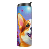 Corgis Blumenwelt Thermosbecher (Nach links gedreht)