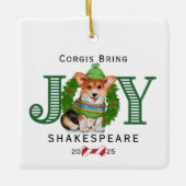 Corgis Bring Joy Keramikornament (Vorderseite)