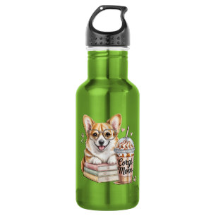 Corgis Bücher und Eiskaffee für Hund Edelstahlflasche