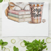 Corgis Bücher und Eiskaffee für Hund Geschirrtuch (Gefaltet)