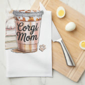 Corgis Bücher und Eiskaffee für Hund Geschirrtuch (Viertel Falte)