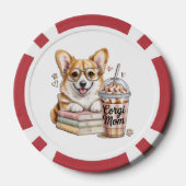 Corgis Bücher und Eiskaffee für Hund Pokerchips (Rückseite)