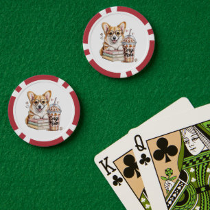 Corgis Bücher und Eiskaffee für Hund Pokerchips