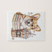 Corgis Bücher und Eiskaffee für Hund Puzzle (Horizontal)