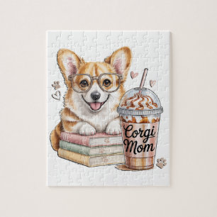 Corgis Bücher und Eiskaffee für Hund Puzzle