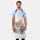 Corgis Bücher und Eiskaffee für Hund Schürze (Getragen)