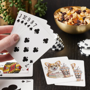 Corgis Bücher und Eiskaffee für Hund Spielkarten
