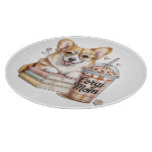 Corgis Bücher und Eiskaffee für Hunde Schneidebrett (Ecke)