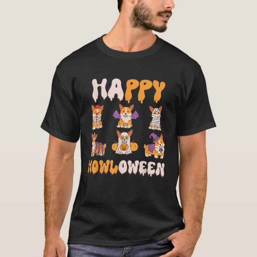 Corgis Dog Halloween Costume Happy Howloween tees (Vorderseite)