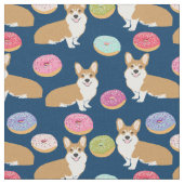 Corgis Donuts Fabric - niedliches Corgi Donut Desi Stoff (Nahaufnahme)