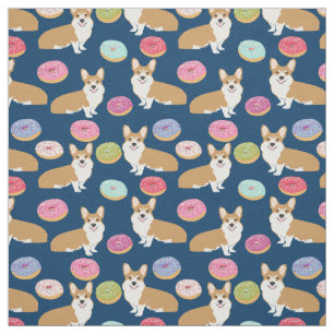 Corgis Donuts Fabric - niedliches Corgi Donut Desi Stoff