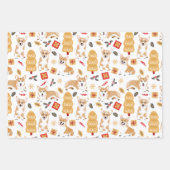 Corgis feiert Weihnachtsmuster 3 Farben Geschenkpapier Set (Vorderseite 2)
