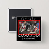 Corgis für Obama-Biden Button (Vorne & Hinten)