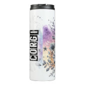 Corgis Graustufen-Blumenfreude Thermosbecher (Rückseite)