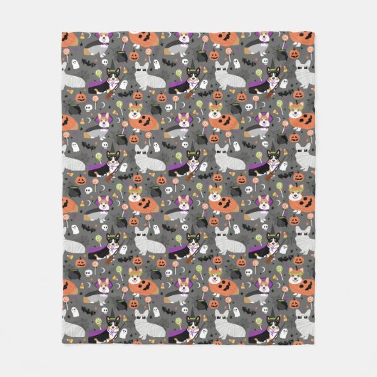 Corgis Halloween-Kostüm witzig Fleecedecke (Vorderseite)